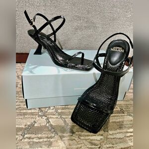 NWT Antonio Melani Black FRAN Crocodile Leather Sandals Size 7.5